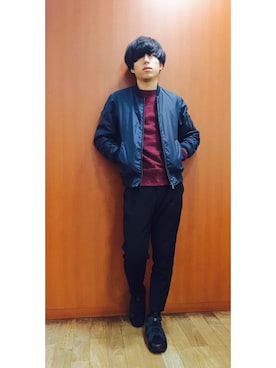 「クロップドパンツ」｜つっしーさん（メンズ・174cm）の冬コーディネート