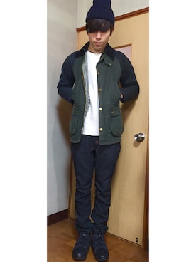 「グラミチ」｜「アイテム（カバーオール）」を使った、つっしーさん（メンズ・174cm）の冬コーディネート
