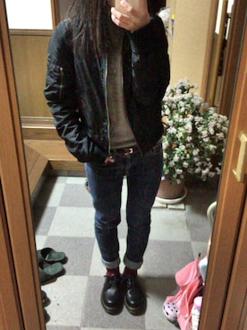 「Dr. Martens（ドクターマーチン）のDr.Martens (ドクターマーチン)/1461 3EYE GIBSON SHOES（その他シューズ）」を使った、かおりさん（レディース・158cm）の冬コーディネート