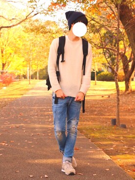 「Champion（チャンピオン）のアイテム（レッグウェア）」を使った、もっくんさん（メンズ・175cm）の冬コーディネート