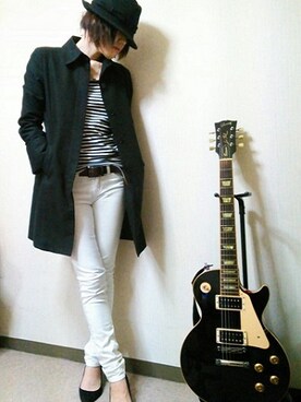 「moussy」｜「アイテム（ピーコート）」を使った、losboyさん（レディース・158cm）の春コーディネート