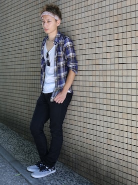 「サングラススタイル」｜「アイテム（ニットキャップ/ビーニー）」を使った、新田快広さん（メンズ・170cm）の夏コーディネート