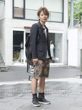 「黒ジャケット」｜新田快広さん（メンズ・170cm・20代）の夏コーディネート