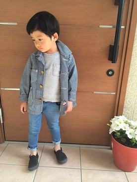 「Lee（リー）のアイテム（ジャケット/アウター）」を使った、はるとさん（キッズ・100cm）の春コーディネート