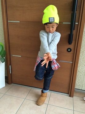「アイテム（デニムパンツ）」を使った、はるとさん（キッズ・105cm）の秋コーディネート