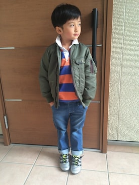 「Lee（リー）のアイテム（MA-1）」を使った、はるとさん（キッズ・110cm）の冬コーディネート