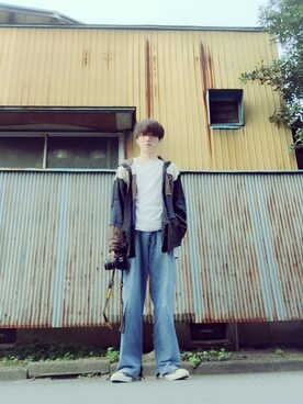 「blackmeans（ブラックミーンズ）のアイテム（ジャケット/アウター）」を使った、よしおさん（メンズ・173cm）の春コーディネート
