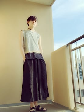 「miu miu（ミュウミュウ）のアイテム（Tシャツ/カットソー）」を使った、よしおさん（メンズ・173cm）の春コーディネート