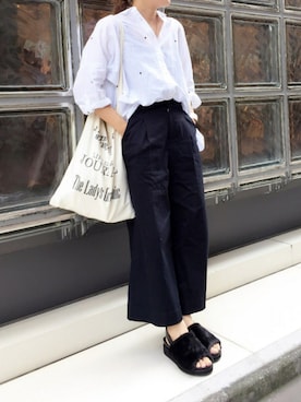 「TODAYFUL（トゥデイフル）のVintageトートバッグ（トートバッグ）」を使った、maruchocoさん（レディース・161cm）の夏コーディネート