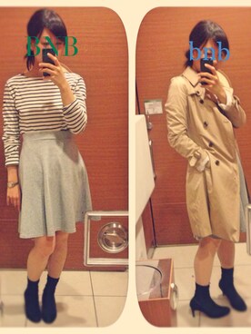 「くつした」｜「アイテム（トレンチコート）」を使った、BNBさん（レディース・158cm）の秋コーディネート