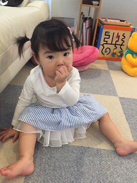 「Moujonjon（ムージョンジョン）のアイテム（スカート）」を使った、41024☺︎さん（キッズ・80cm）の夏コーディネート