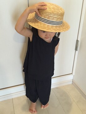 「GLOBAL WORK（グローバルワーク）のアイテム（オールインワン・サロペット）」を使った、41024☺︎さん（キッズ・90cm）の夏コーディネート