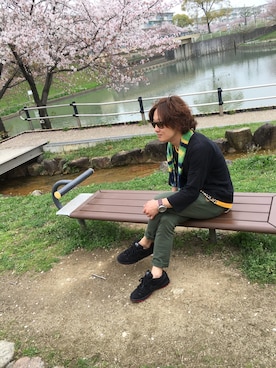 「Gramicci（グラミチ）のアイテム（その他）」を使った、hiroさん（メンズ・165cm）の春コーディネート