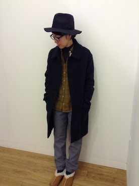 「フランネルシャツ」｜「アイテム（ダウンジャケット/コート）」を使った、yu-kiさん（レディース・157cm）の冬コーディネート