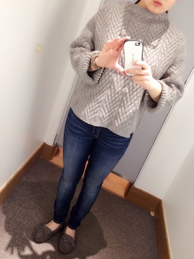 「Minnetonka（ミネトンカ）の【Ri】Minnetonka(ミネトンカ)　キルティモック　スエード (589)（モカシン/デッキシューズ）」を使った、にゃじうおさん（レディース・158cm）の秋コーディネート