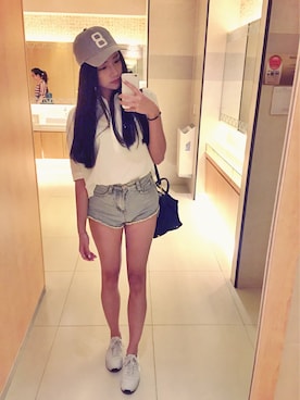 「PAZZO」｜「アイテム（帽子）」を使った、まる子さん（レディース・168cm）の夏コーディネート
