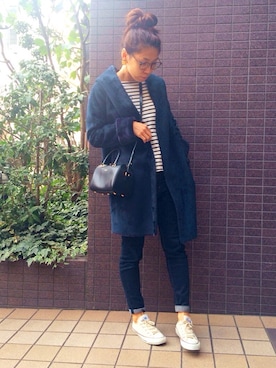 「ポシェット」｜「アイテム（ムートンコート）」を使った、ATTSUさん（レディース・163cm）の冬コーディネート