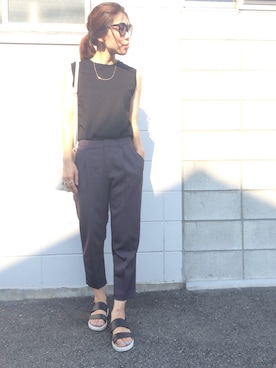 「グレーパンツ」｜ATTSUさん（レディース・163cm）の夏コーディネート