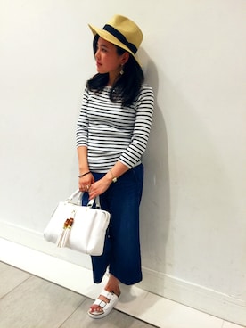 「アイテム（サンダル）」を使った、Yuuka Moriさん（レディース・159cm・10代）の春コーディネート