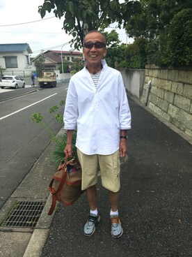 「PEARLY GATES（パーリーゲイツ）のアイテム（パンツ）」を使った、suzuさん（メンズ・175cm）の夏コーディネート