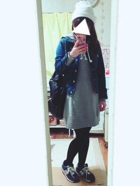 「Crisp（クリスプ）のアイテム（ニットキャップ/ビーニー）」を使った、maiko*さん（レディース・155cm）の冬コーディネート
