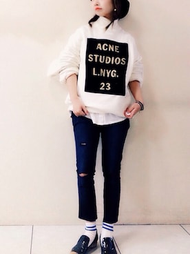 「スウェット×シャツ」｜emi さん（レディース・149cm）の冬コーディネート