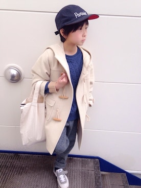 「アイテム（キャップ）」を使った、emi さん（キッズ・130cm・10代）の春コーディネート