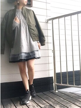「SLOBE IENA（スローブイエナ）のアイテム（MA-1）」を使った、emi さん（レディース・149cm）の秋コーディネート
