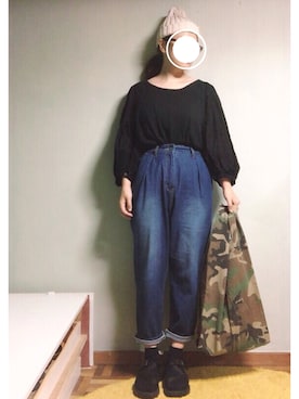 「MASTER&Co（マスターアンドコー）のアイテム（トートバッグ）」を使った、cazcoさん（レディース・157cm）の夏コーディネート