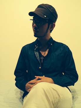 「alan mikli（アランミクリ）のアイテム」を使った、SYO-TAROさん（メンズ・171cm）の春コーディネート