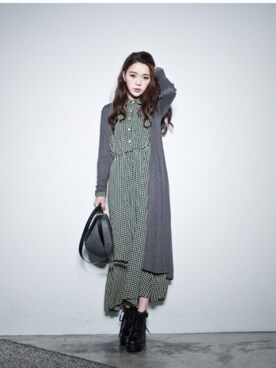 「Lulus（-）のアイテム（ピーコート）」を使った、Dorothyさん（レディース・162cm）の秋コーディネート