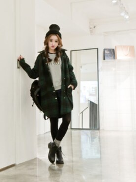 「Lulus（-）のアイテム（ピーコート）」を使った、Dorothyさん（レディース・162cm）の秋コーディネート
