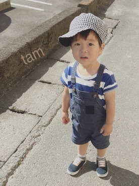 「サロペ部夏祭り♡」｜「アイテム（オールインワン・サロペット）」を使った、tamtamさん（キッズ・80cm）の夏コーディネート