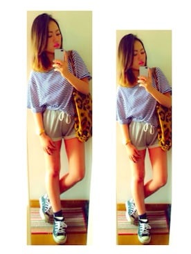 「スウェットショーツ」｜高橋絵理香さん（レディース・164cm）の春コーディネート