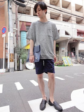 「STUDIOUS（ステュディオス）のアイテム（その他シューズ）」を使った、竹内さん（メンズ・170cm）の夏コーディネート
