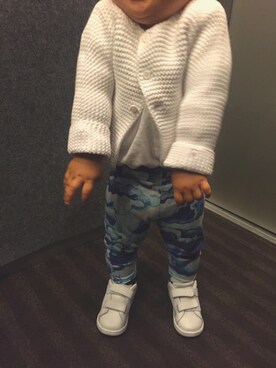 「Mini Rodini（ミニロディーニ）のアイテム（レッグウェア）」を使った、sara.co.co.さん（キッズ・80cm）の秋コーディネート