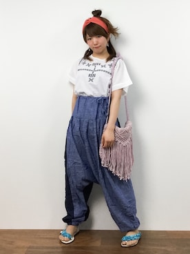 「Honey Salon（ハニーサロン）のアイテム（バッグ）」を使った、ほたてさん（レディース・150cm）の夏コーディネート