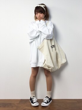 「unrelaxing（アンリラクシング）のアイテム（スウェット）」を使った、ほたてさん（レディース・150cm）の夏コーディネート