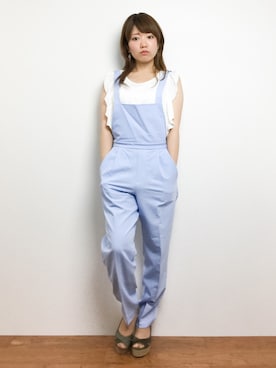 「ブルー x ホワイト」｜「アイテム（サロペット/オーバーオール）」を使った、ほたてさん（レディース・150cm）の夏コーディネート