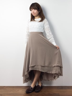 「Ameri（アメリ）のアイテム（スカート）」を使った、ほたてさん（レディース・150cm）の夏コーディネート