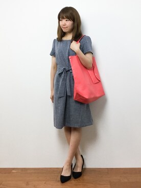 「アイテム（トートバッグ、オレンジ系）」を使った、ほたてさん（レディース・150cm）の夏コーディネート