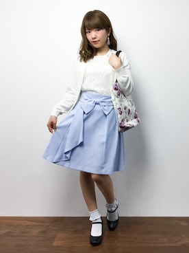 「ブルー x ホワイト」｜「アイテム（アンサンブル）」を使った、ほたてさん（レディース・150cm）の秋コーディネート