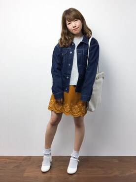 「Lily Brown」｜「アイテム（デニムジャケット）」を使った、ほたてさん（レディース・150cm）の秋コーディネート