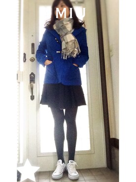 「OLD NAVY（オールドネイビー）のアイテム（ダッフルコート）」を使った、miuさん（レディース・171cm）の秋コーディネート