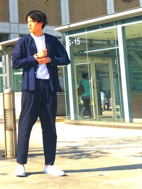 RYO KUROSAWAさんの「コットンリネン２タックパンツ」を使ったコーディネート