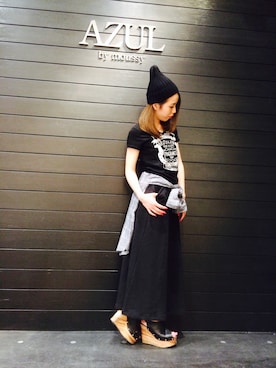 「black」｜「アイテム（キャップ）」を使った、makiさん（レディース・156cm）の春コーディネート