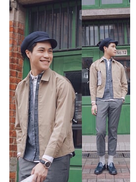 「newsboy」｜Darren Tsangさん（メンズ・179cm）の春コーディネート