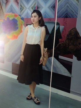 「midi skirt」｜Moon haloさん（レディース・162cm）の秋コーディネート