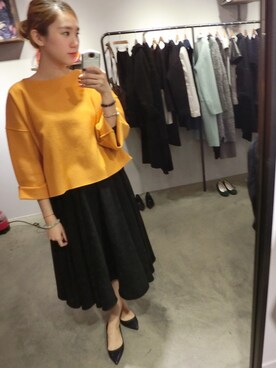 「yellow」｜Moon haloさん（レディース・162cm）の冬コーディネート