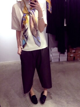 「silk scarf」｜Moon haloさん（レディース・162cm）の冬コーディネート